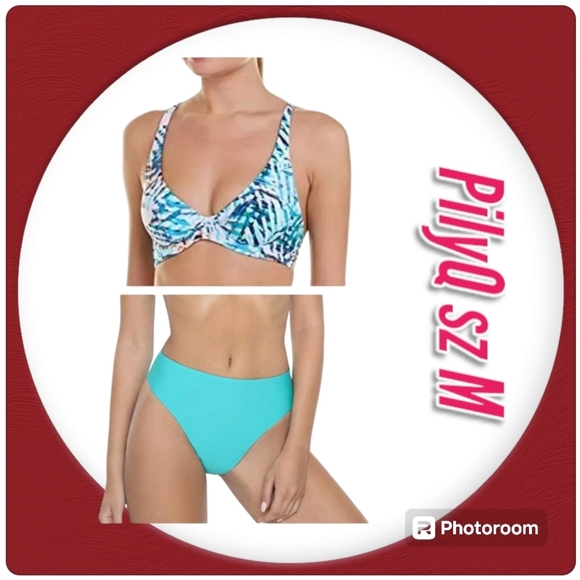 PilyQ Blue Bikini Swimsuit Set NWT sz M - Picture 1 of 13